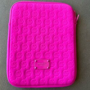 Michael Kors Vibrant Pink Embossed MK Tablet Sleeve